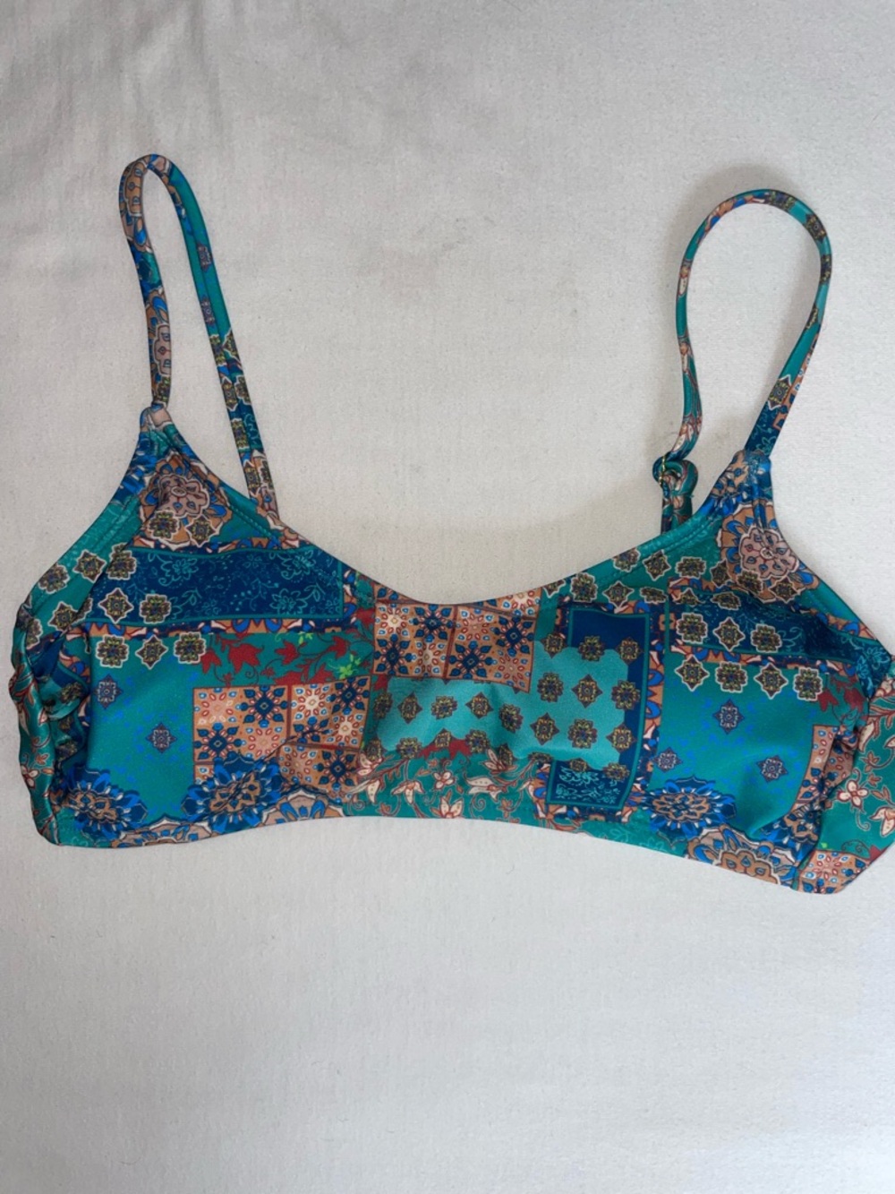 wild fable Teal Patchwork Print Bikini top